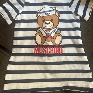 Moschino Baby Navy and White Striped Dress